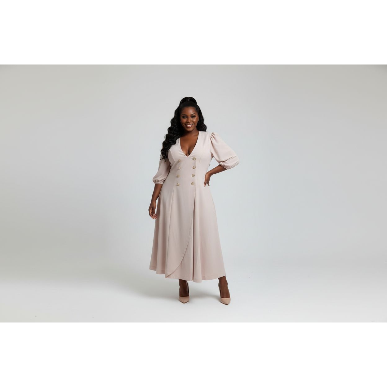 Plus Size Classy Deep V-Neck Bodycon Dress