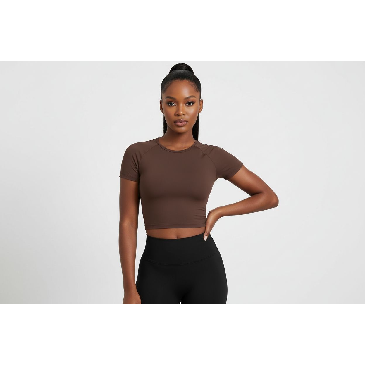 Women's Seamless Knitted Solid Colour Gym Top