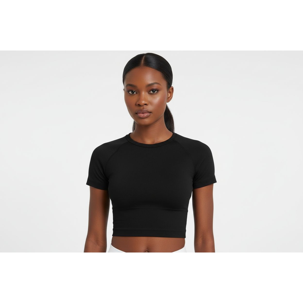 Women's Seamless Knitted Solid Colour Gym Top