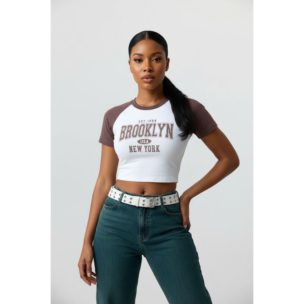 New Heart Print Ribbed Crop Top