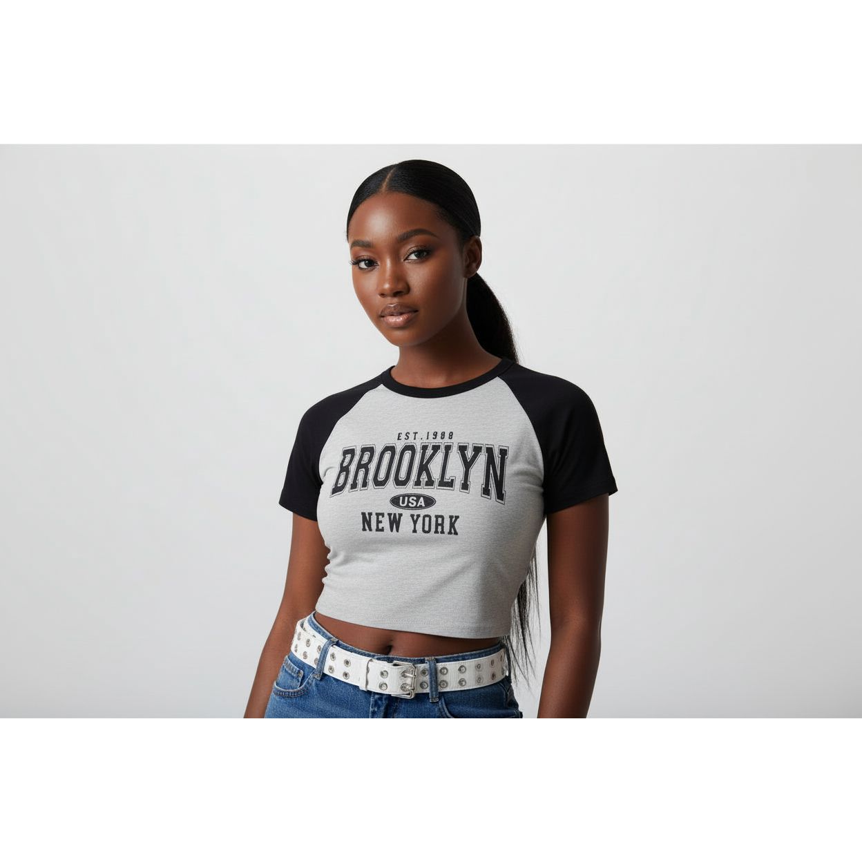 New Heart Print Ribbed Crop Top