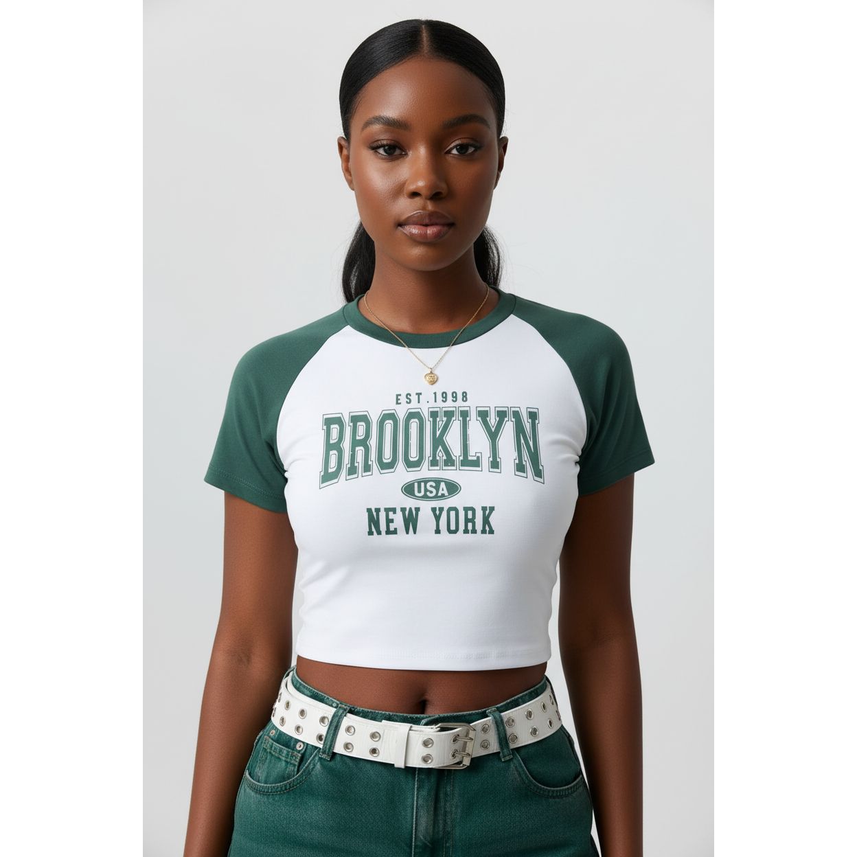 New Heart Print Ribbed Crop Top