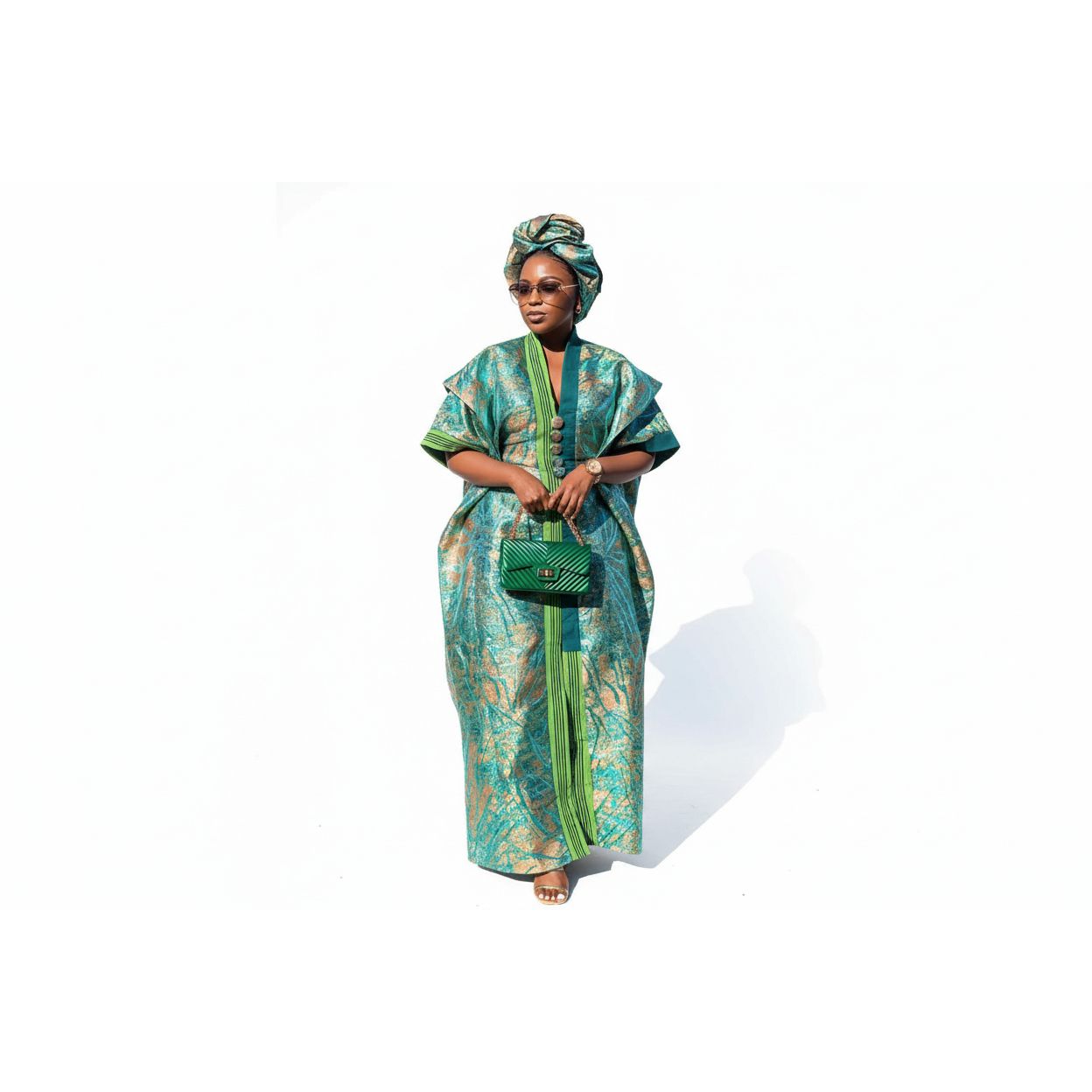 Business Print Tiered Traditional Gown Dress