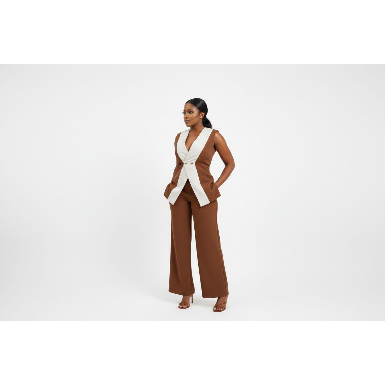 Sleeveless Two-Piece Pants Suit Set
