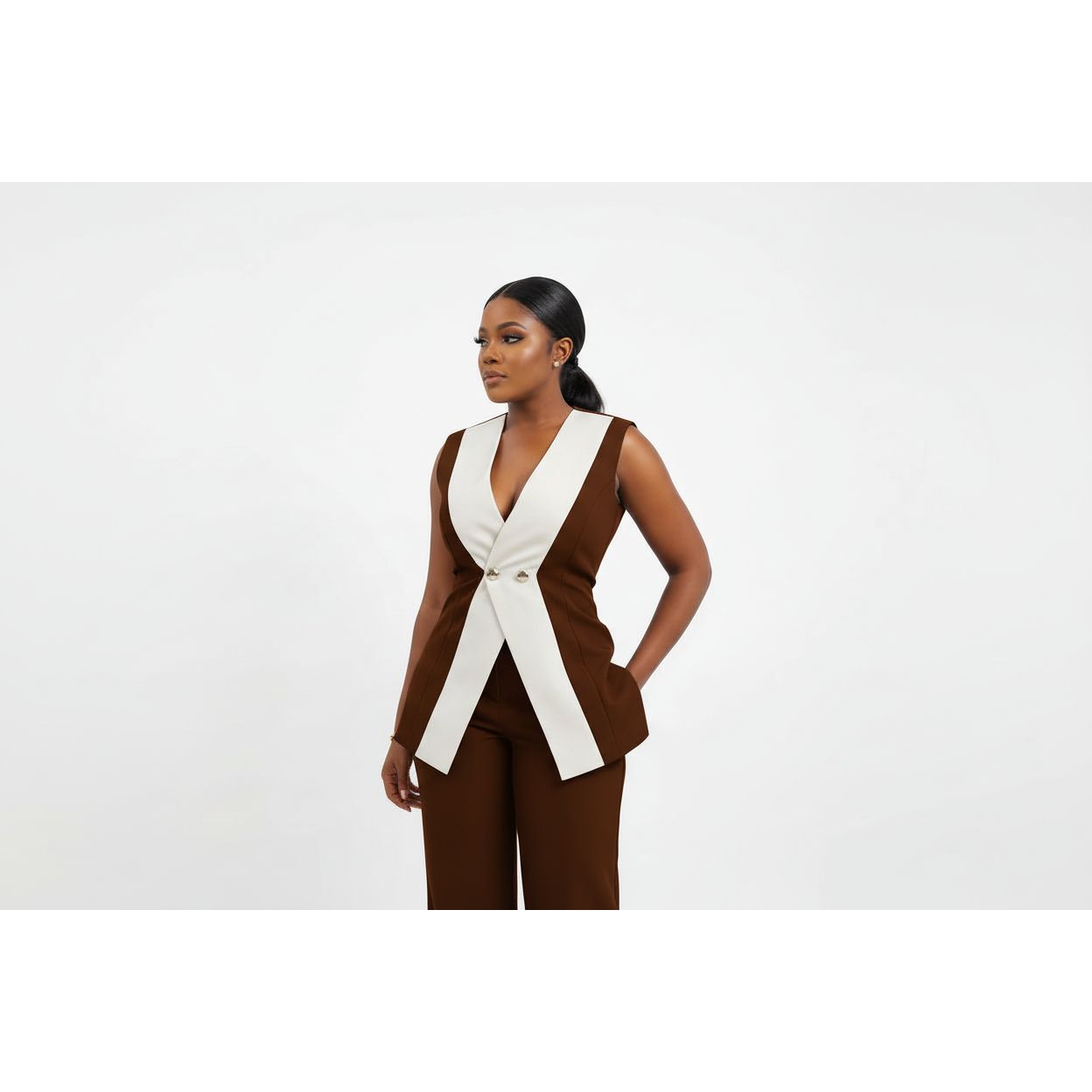 Sleeveless Two-Piece Pants Suit Set