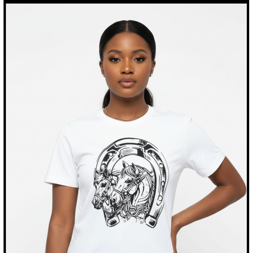 Casual Crew Neck Horse Print T-shirt