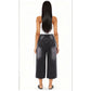 Casual Nostalgic High Stretch Jeans Wide Leg Cropped Pants