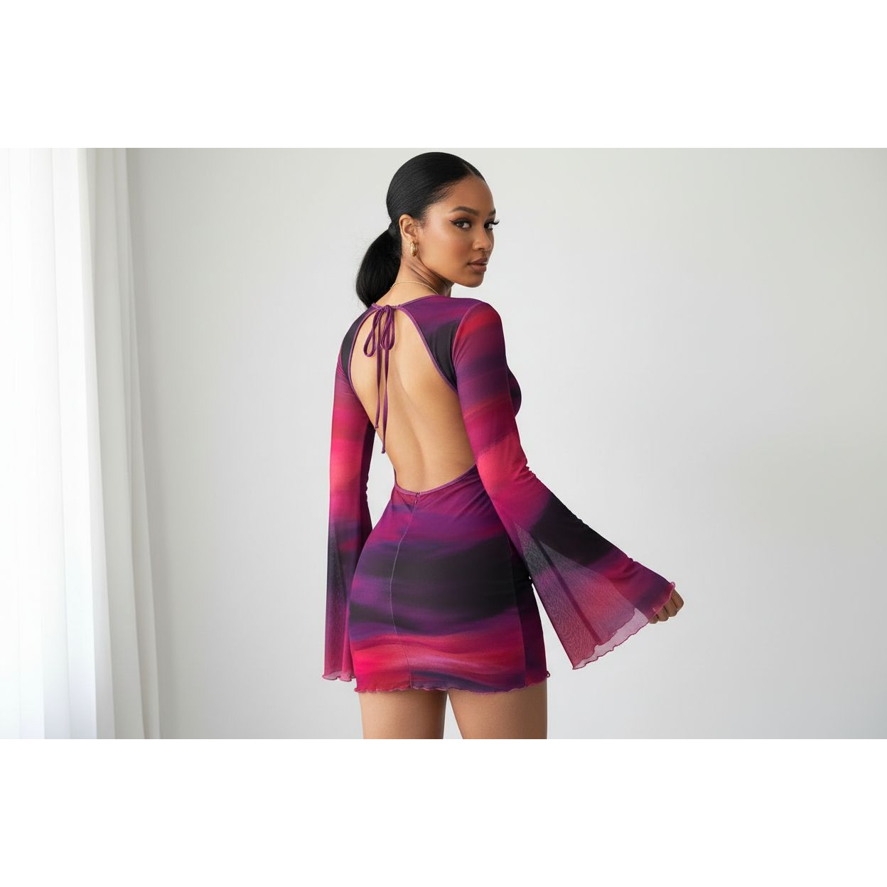 Elegant Bowknot Backless Glam Mini Dress