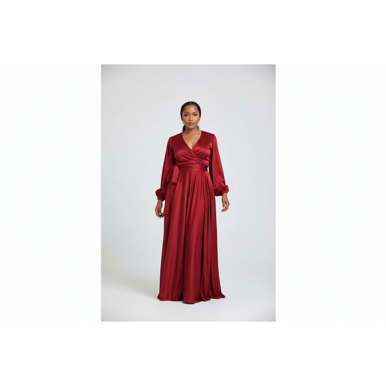 Satin Long Sleeve Flowy Maxi Maxi Dress