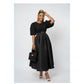 Collar Puff Sleeve Rhinestone Detail Dress