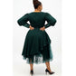 Plus Size Solid Ruffle Trim Split Hem V-Neck Dress
