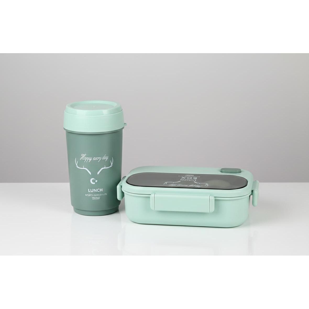 Multi-Compartment School Lunch Box Large Capacity with Juice Bottle