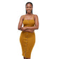 Front Button Slit Rib Cami Midi Dress