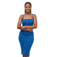 Front Button Slit Rib Cami Midi Dress