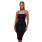 Front Button Slit Rib Cami Midi Dress