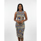 Printed Color-Block Rib Cami Midi Dress