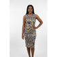 Printed Color-Block Rib Cami Midi Dress