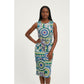 Printed Color-Block Rib Cami Midi Dress