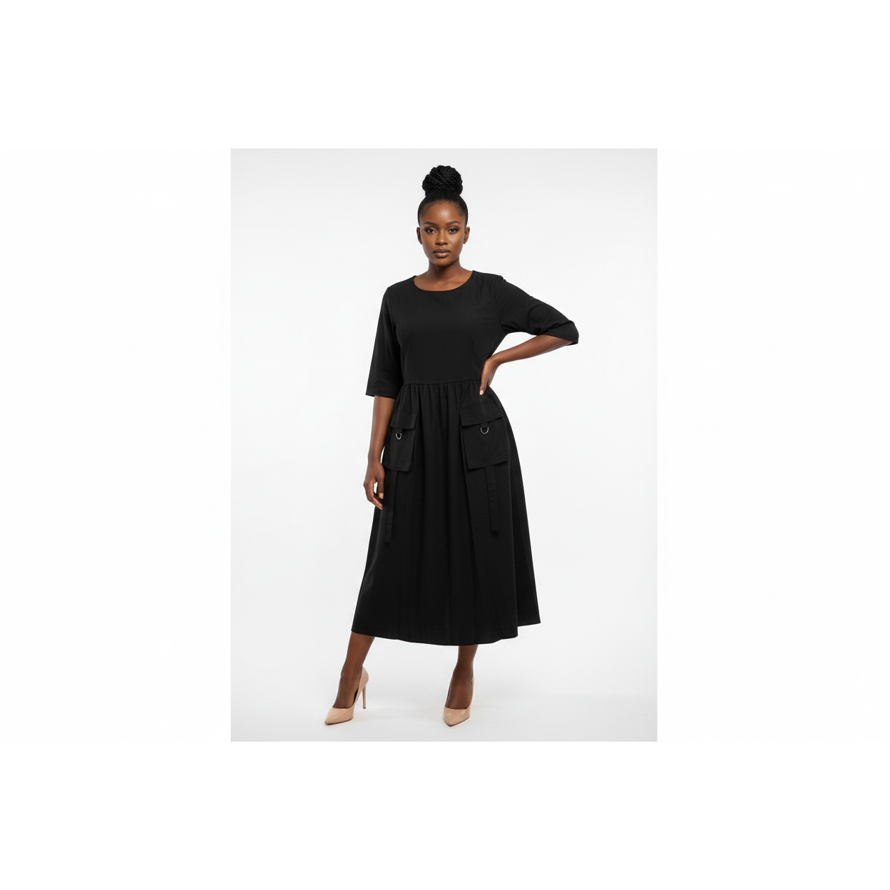 Plus Size Shirred Detail Tie Crinkle Maxi Dress