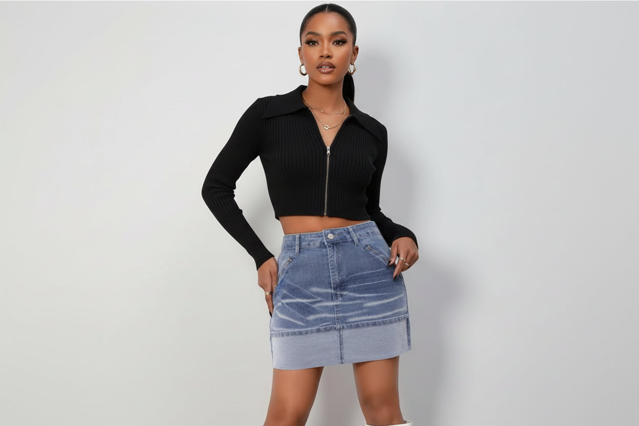Summer Fashionable Stretchy Slim Fit Mini Denim Skirt