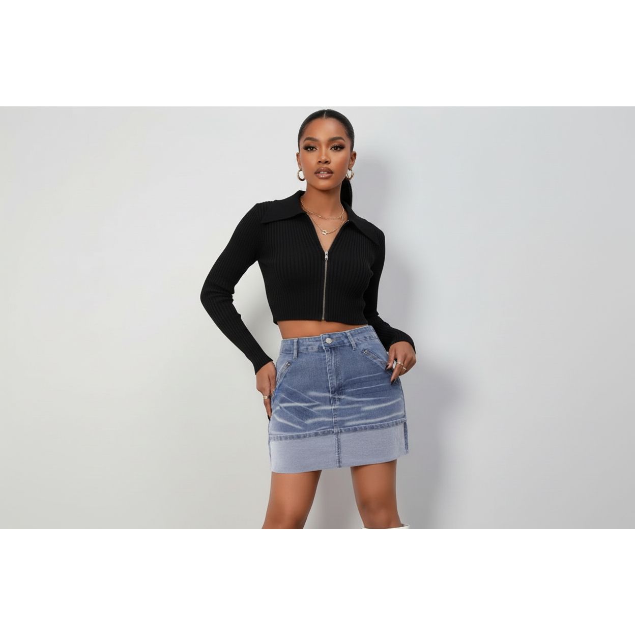 Summer Fashionable Stretchy Slim Fit Mini Denim Skirt