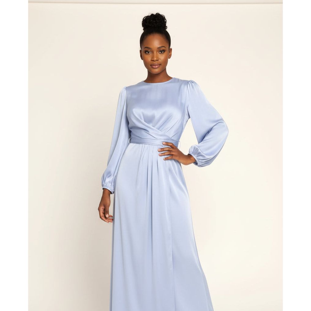 Sleeve Black Abaya Kaftan Belted Cloak Dress