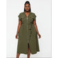 Plus Size Zipper Pocket Elegant Long Dress