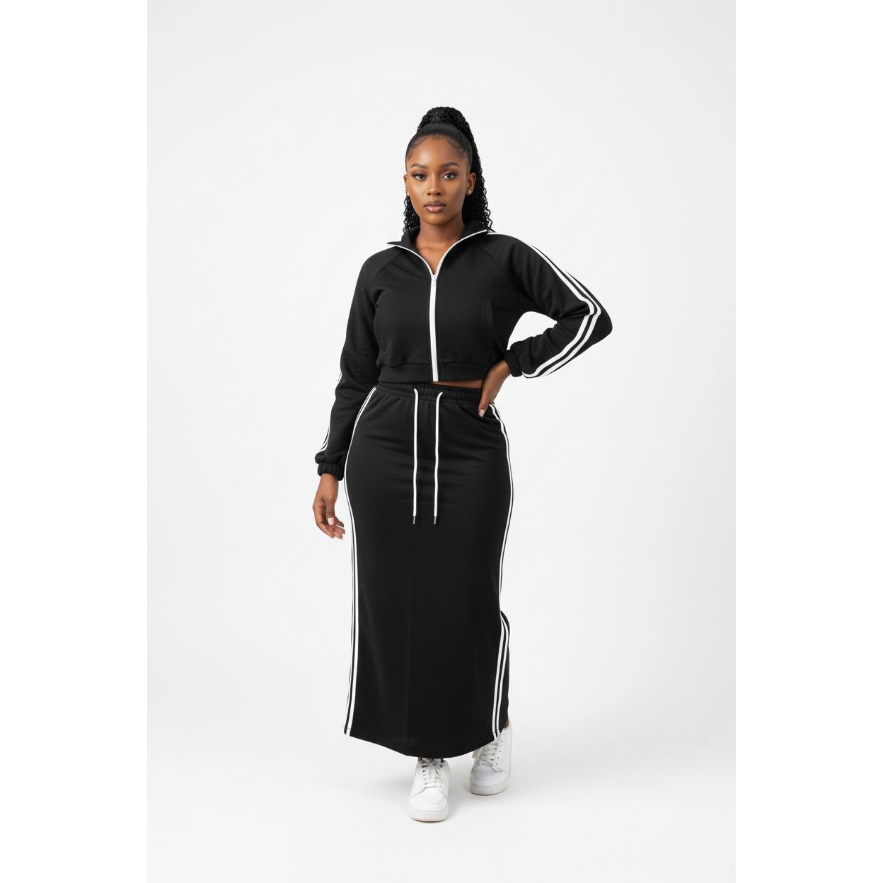 Women's Stylish Vertical Stripe Two-Piece Set