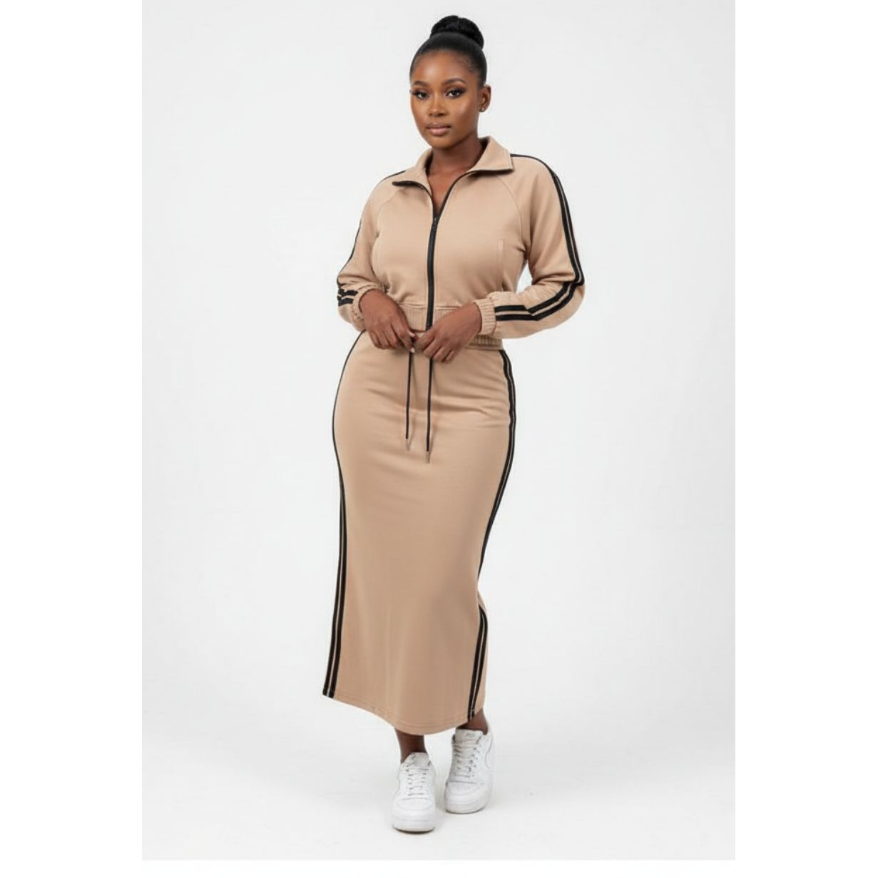 Women's Stylish Vertical Stripe Two-Piece Set