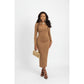 Ladies Mock Neck Bodycon Midi Dress