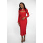 Ladies Mock Neck Bodycon Midi Dress