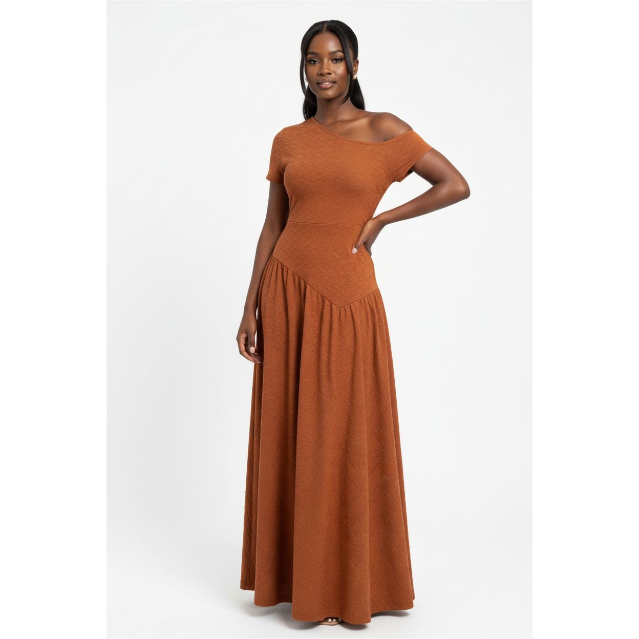 Sexy Off-Shoulder Asymmetrical Neckline Bodycon Dress