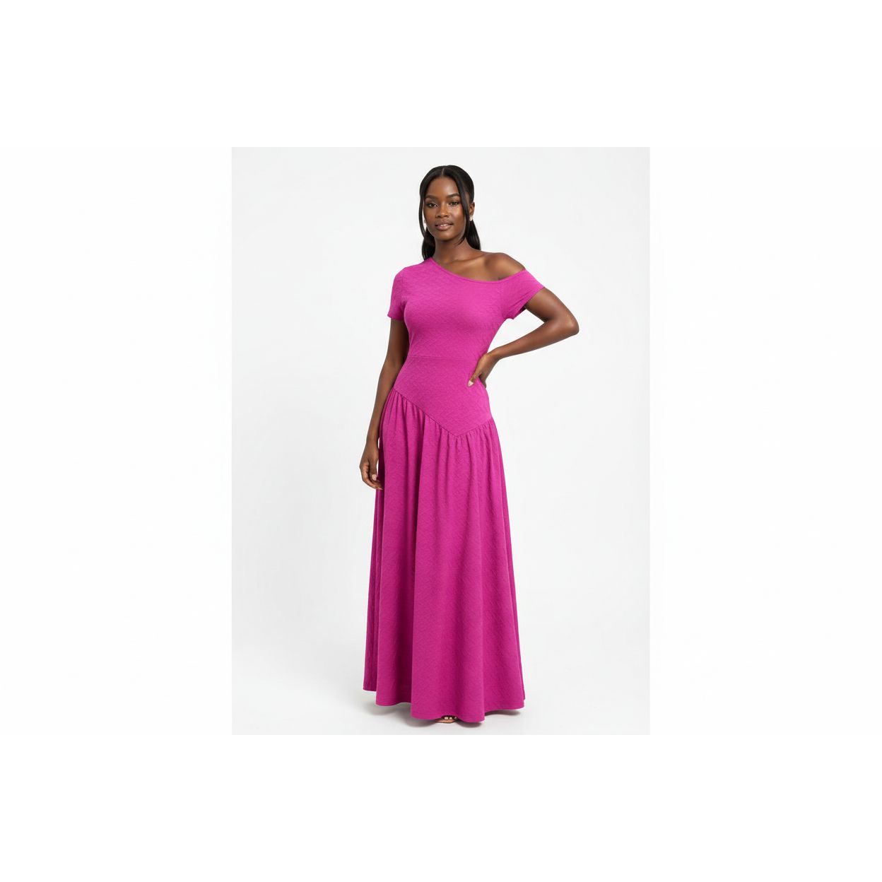 Sexy Off-Shoulder Asymmetrical Neckline Bodycon Dress