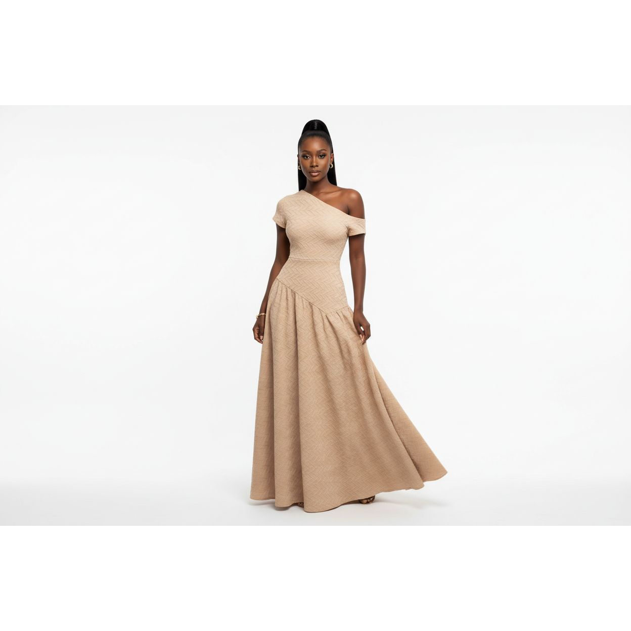 Sexy Off-Shoulder Asymmetrical Neckline Bodycon Dress