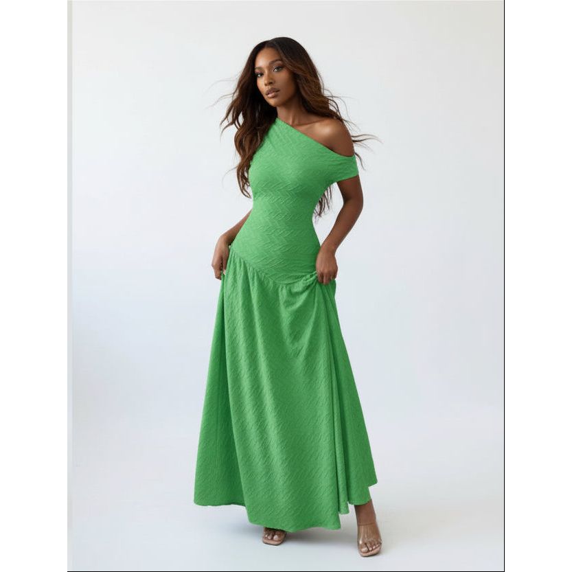 Sexy Off-Shoulder Asymmetrical Neckline Bodycon Dress