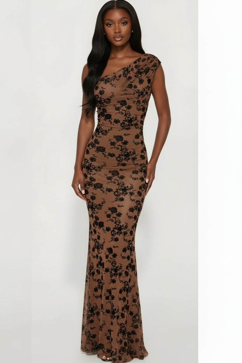 Sexy One-Shoulder Floral Mini Dress