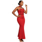 Halter Neck Elegant Solid Color Evening Dress