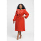 Plus Size Pleated Midi Puff Sleeve Dress