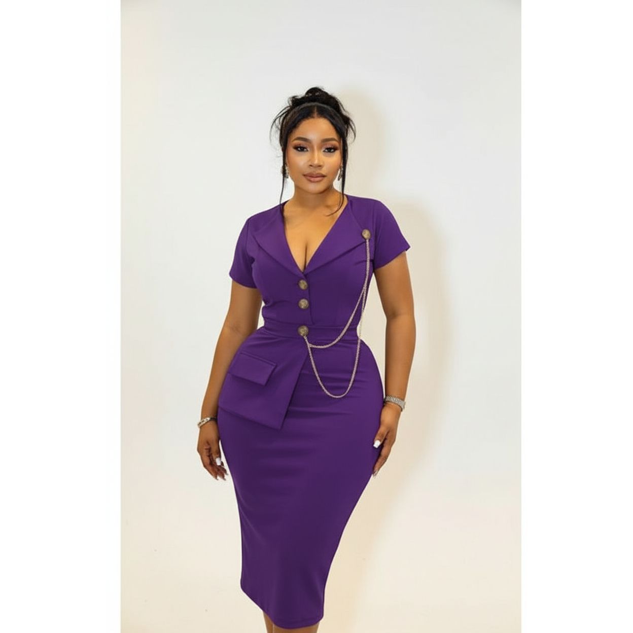 Plus Size Fitted High Tea Pencil Dress