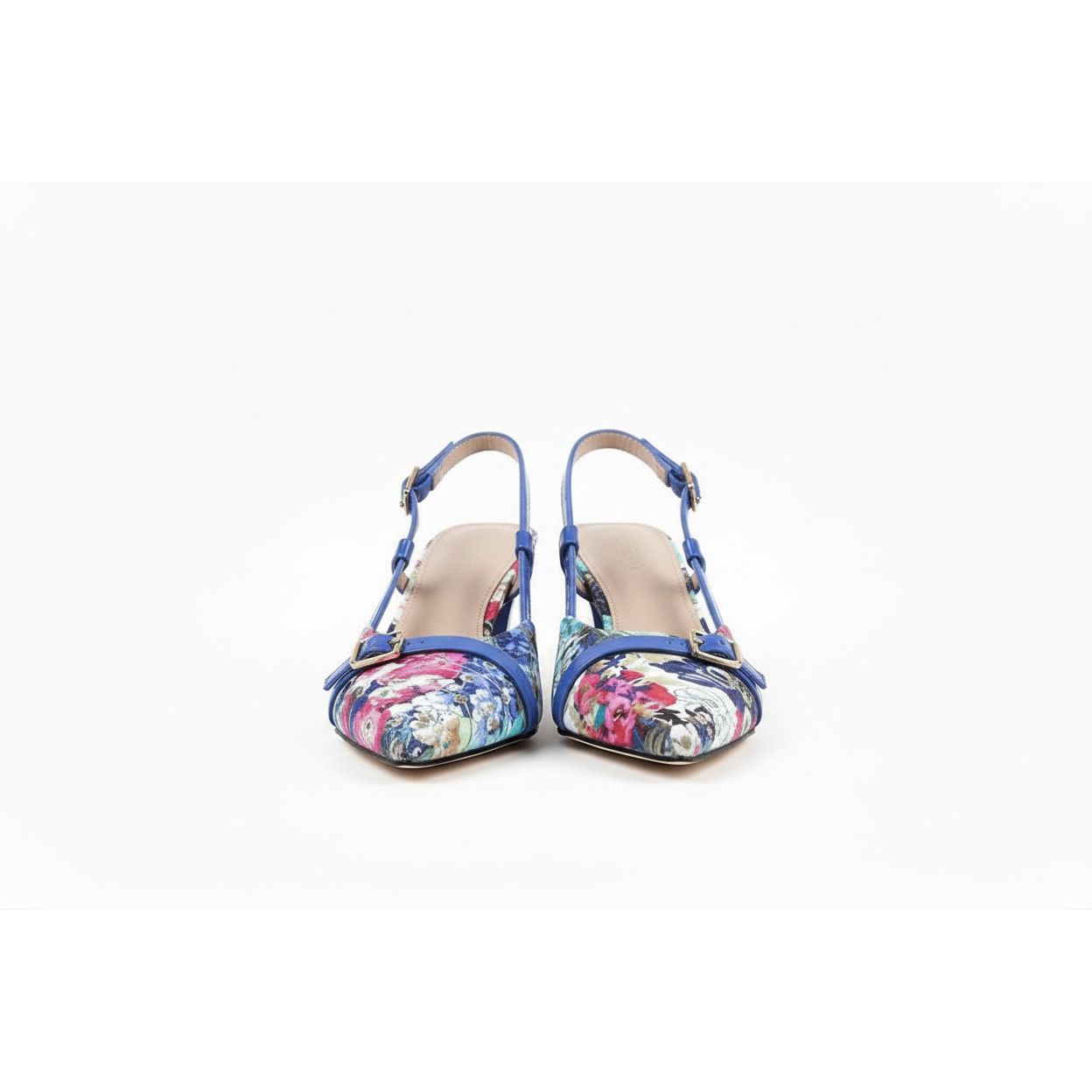 Pointed Floral Pattern Chunky High Heels