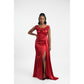 Satin Off Shoulder Bridesmaid Party Gown Dress