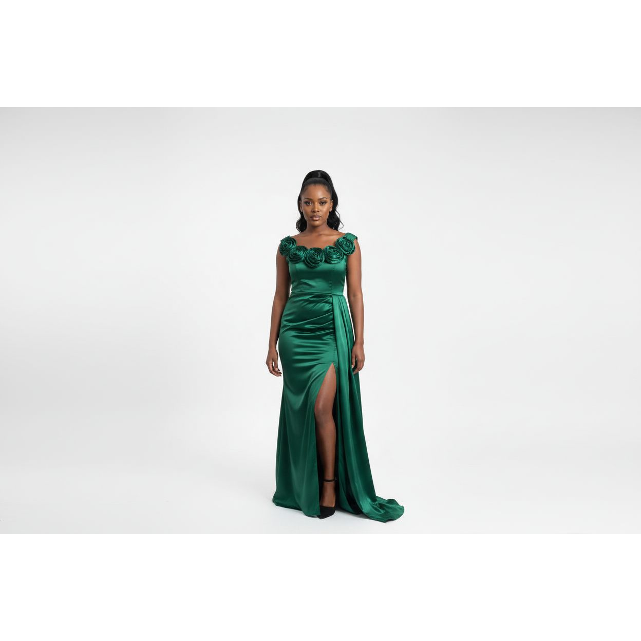 Satin Off Shoulder Bridesmaid Party Gown Dress