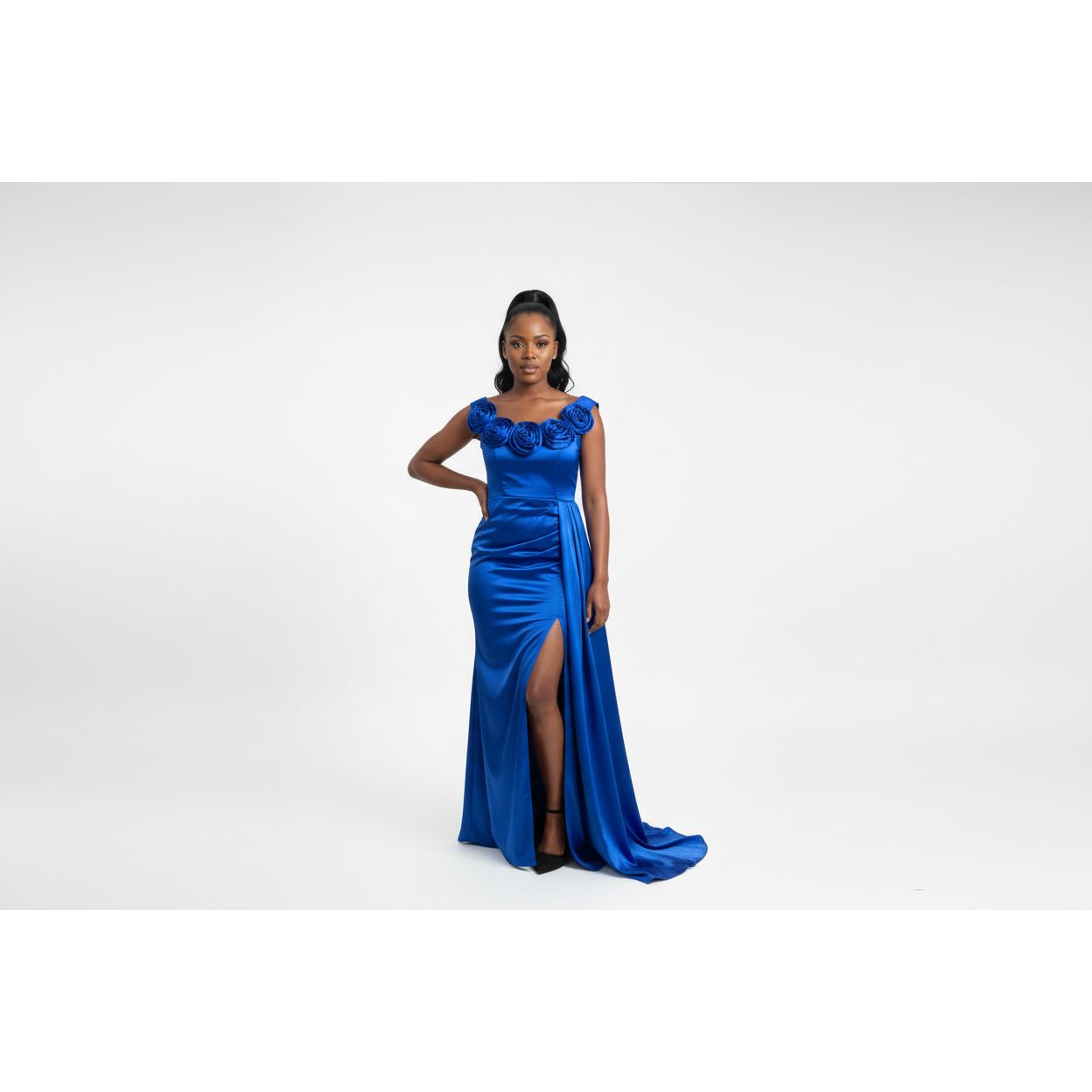 Satin Off Shoulder Bridesmaid Party Gown Dress
