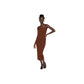 Ruched High Slit Bodycon Midi Dress