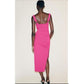 Ruched High Slit Bodycon Midi Dress