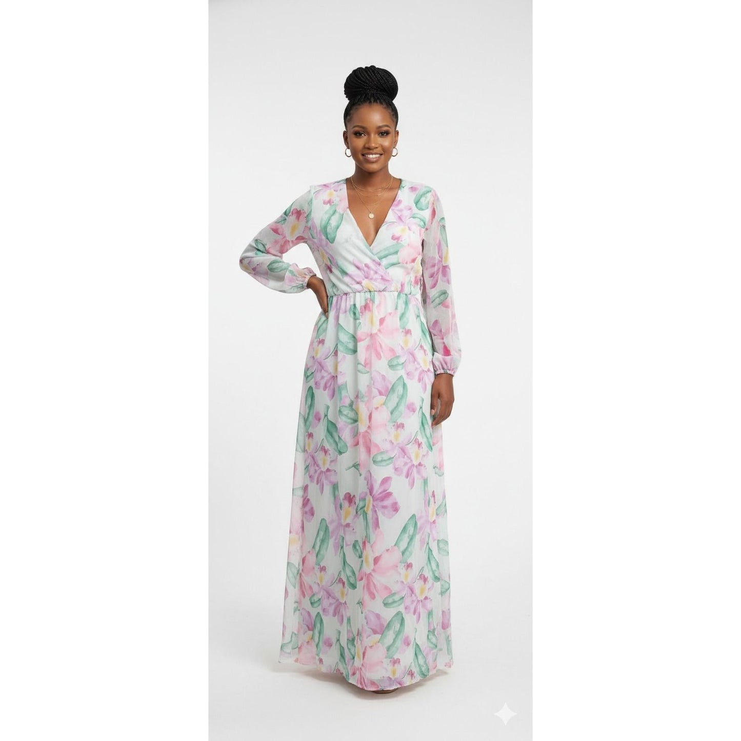 Flare Sleeve Flowy Midi dress