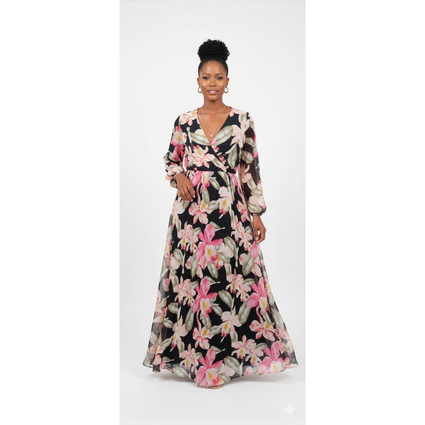 Flare Sleeve Flowy Midi dress