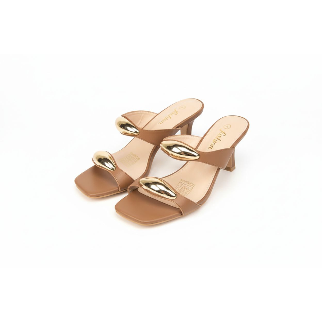 Gold Decor Square toe Slip-on Sandal