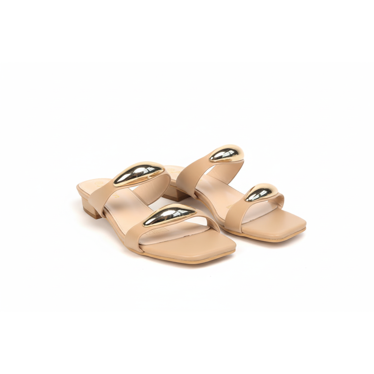 Gold Decor Square toe Slip-on Sandal