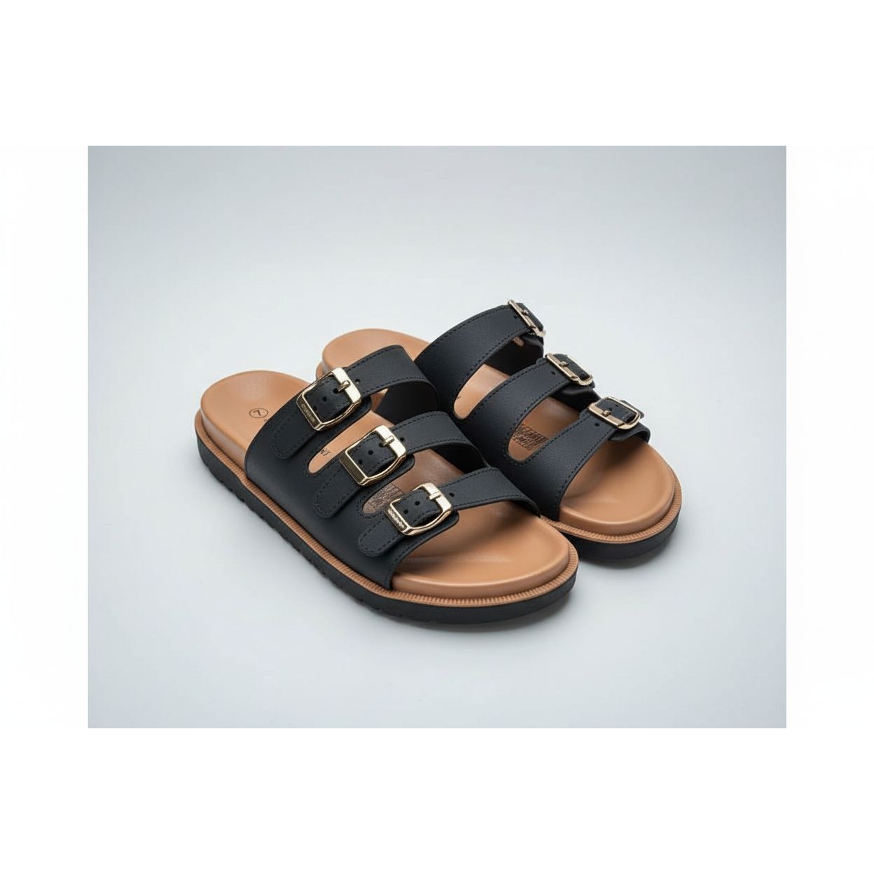 Open-Toe Design Triple Buckle Closure Sandals